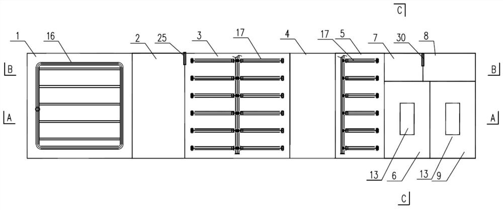 Highway service area sewage treatment device and treatment method thereof