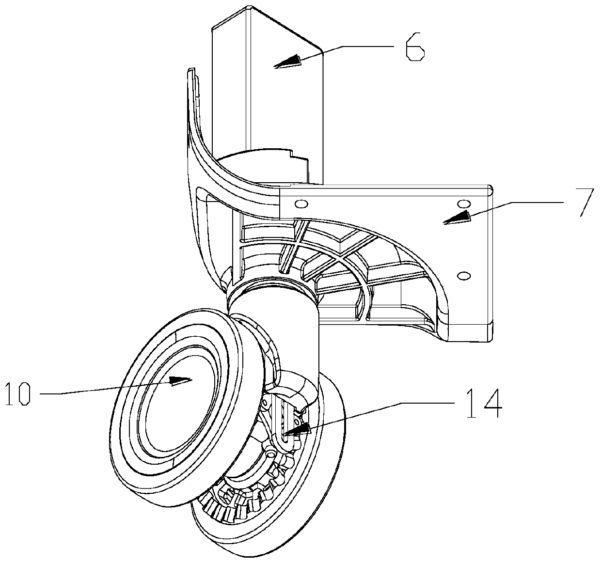 Wheel, luggage box and trolley with braking function