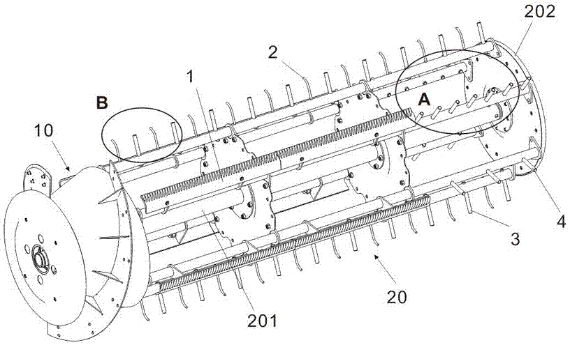 Threshing cylinder for millet harvest