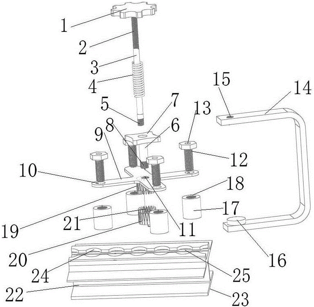 Fastener hole centering drilling device for seat guide rail in lower pound column area of passenger-to-cargo airplane