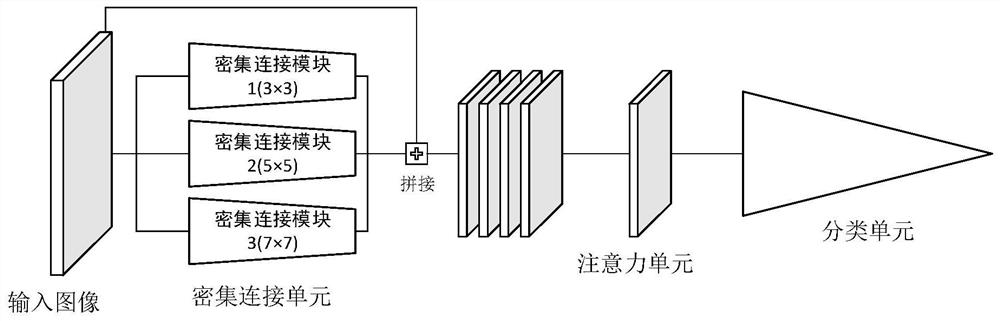 Image classification method based on multi-core dense connection network