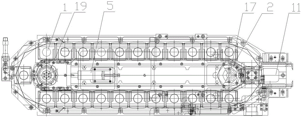 Top following tool magazine tool changing device and method thereof