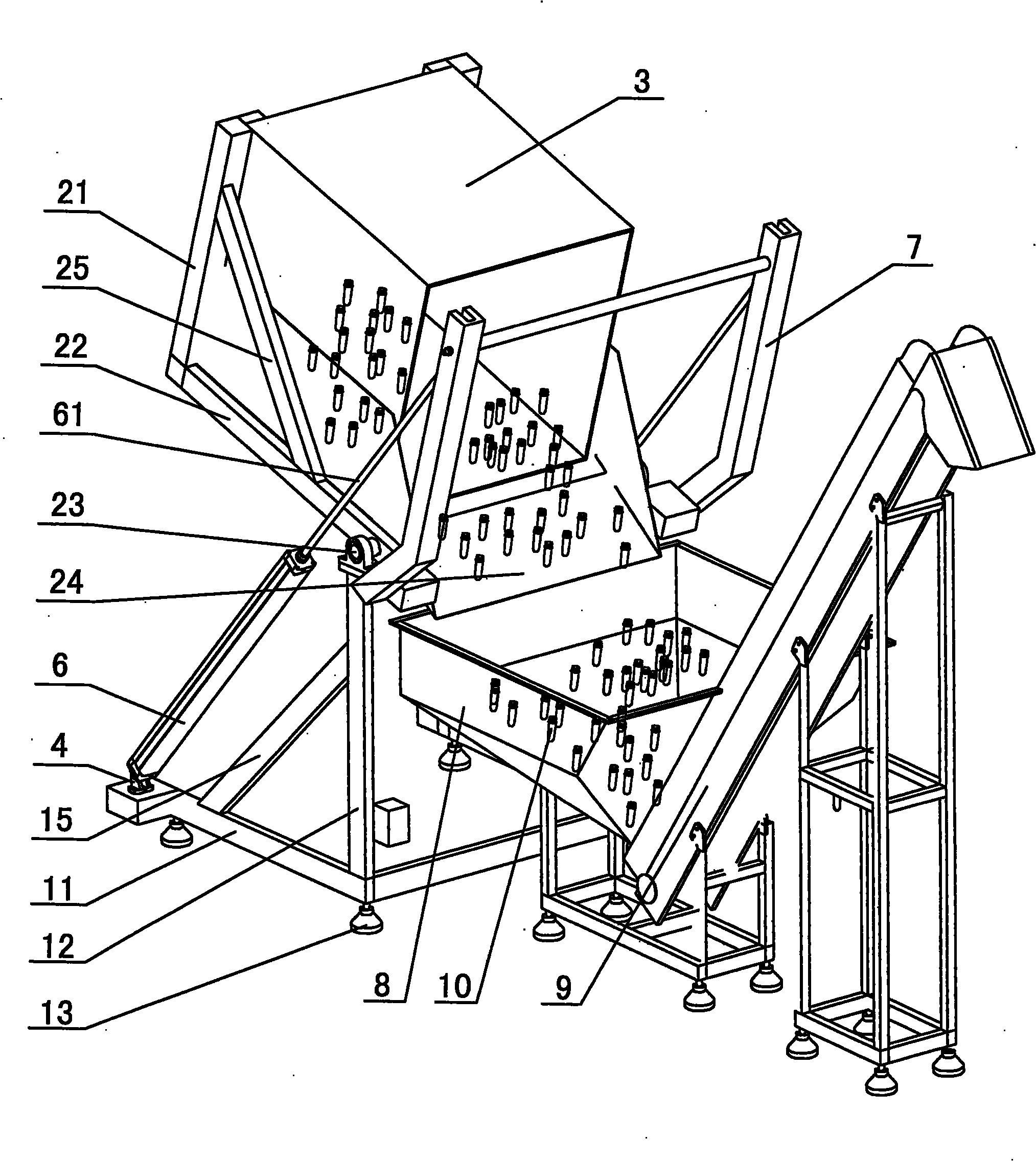 Automatic feeding hopper turnover mechanism of plastic container forming machine