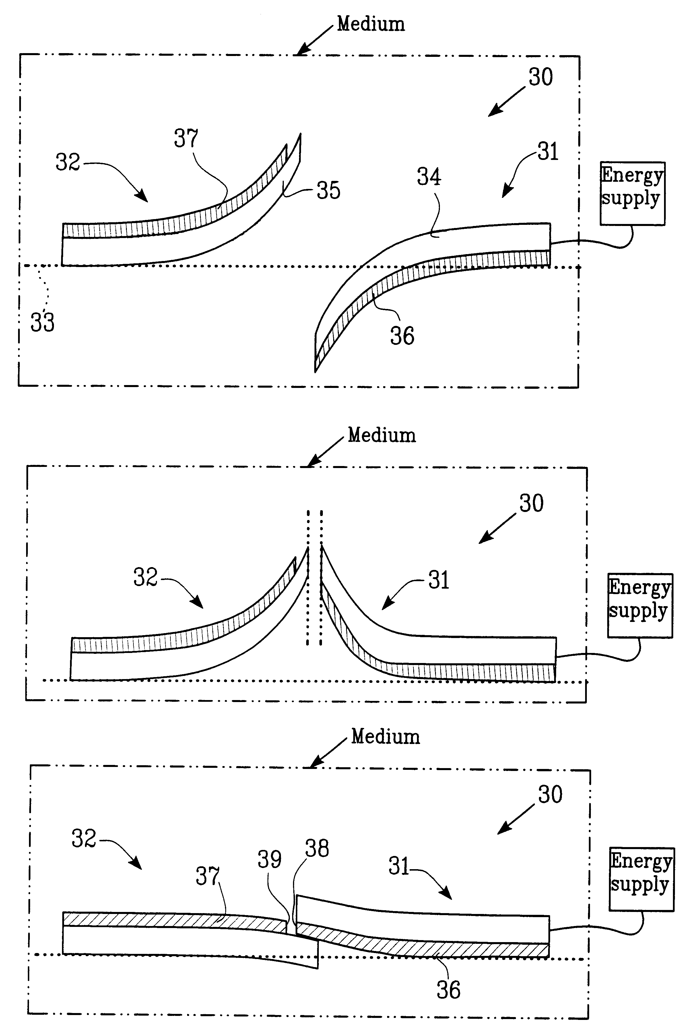 Device for micromechanical switching of signals