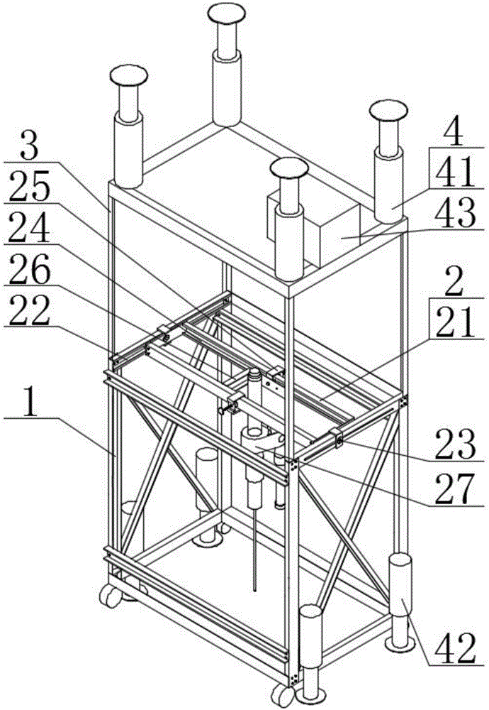 Base plate anchor rod hole-drilling stabilizing device