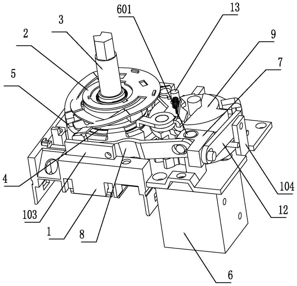 Rotary switch with energy storage mechanism