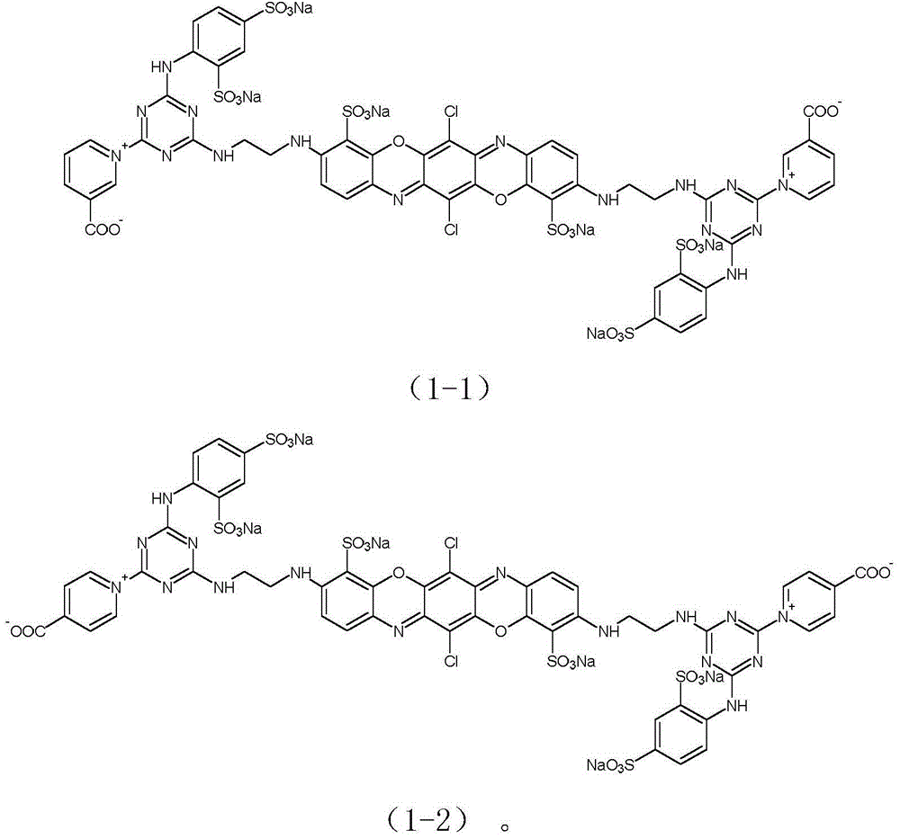 Low-alkali or alkali-free active bright-blue dye and preparation method thereof