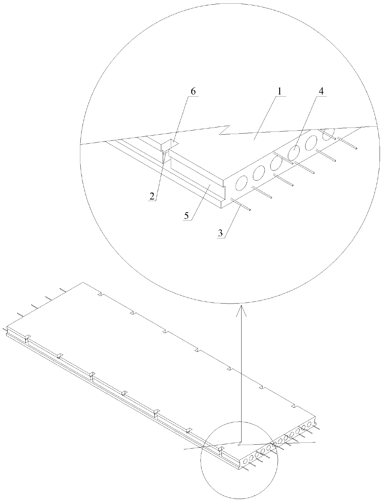 Prestressed concrete hollow floor slab and construction method thereof