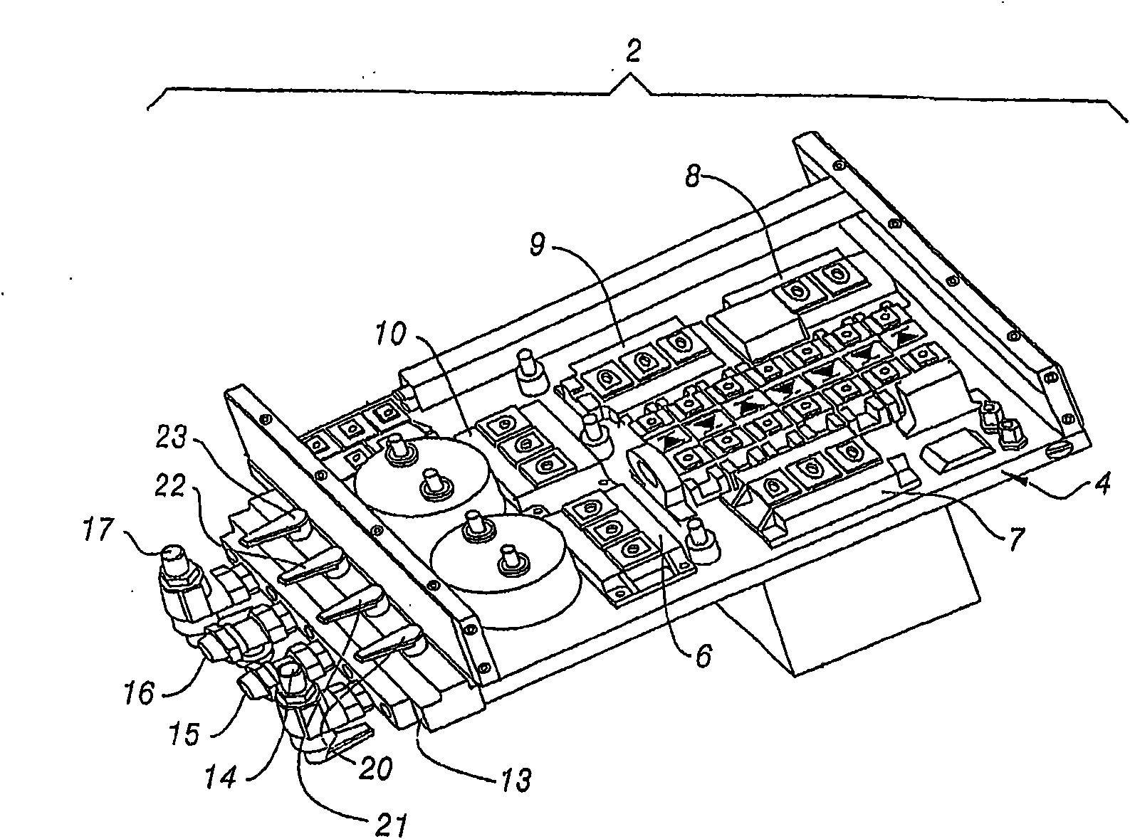 Electronic board and cold plate for said board