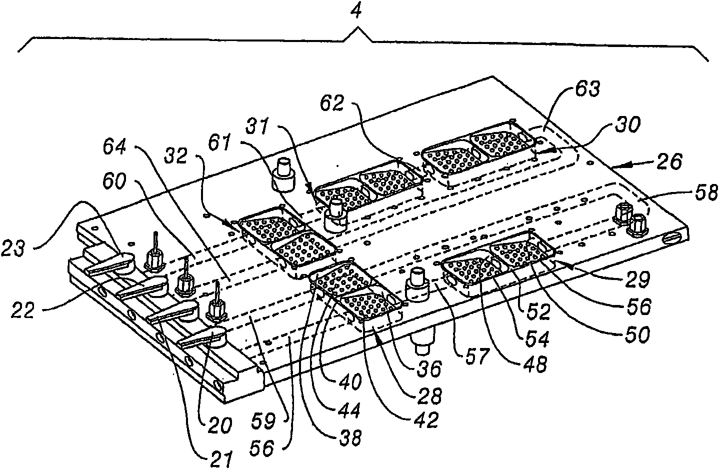 Electronic board and cold plate for said board