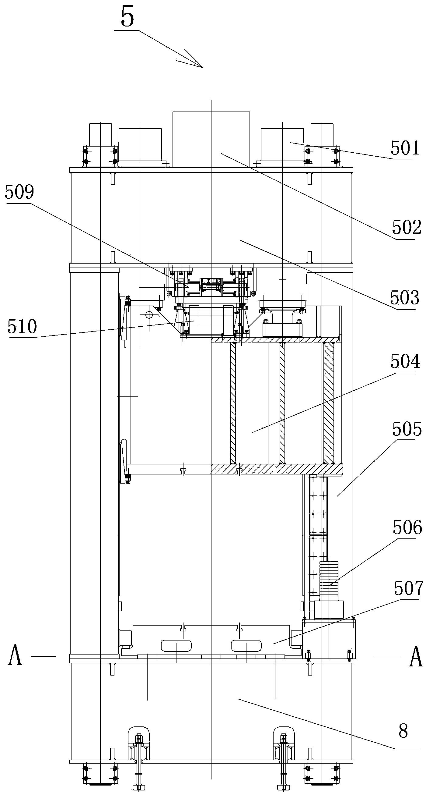 Full-automatic pressing production line for large turbine blade