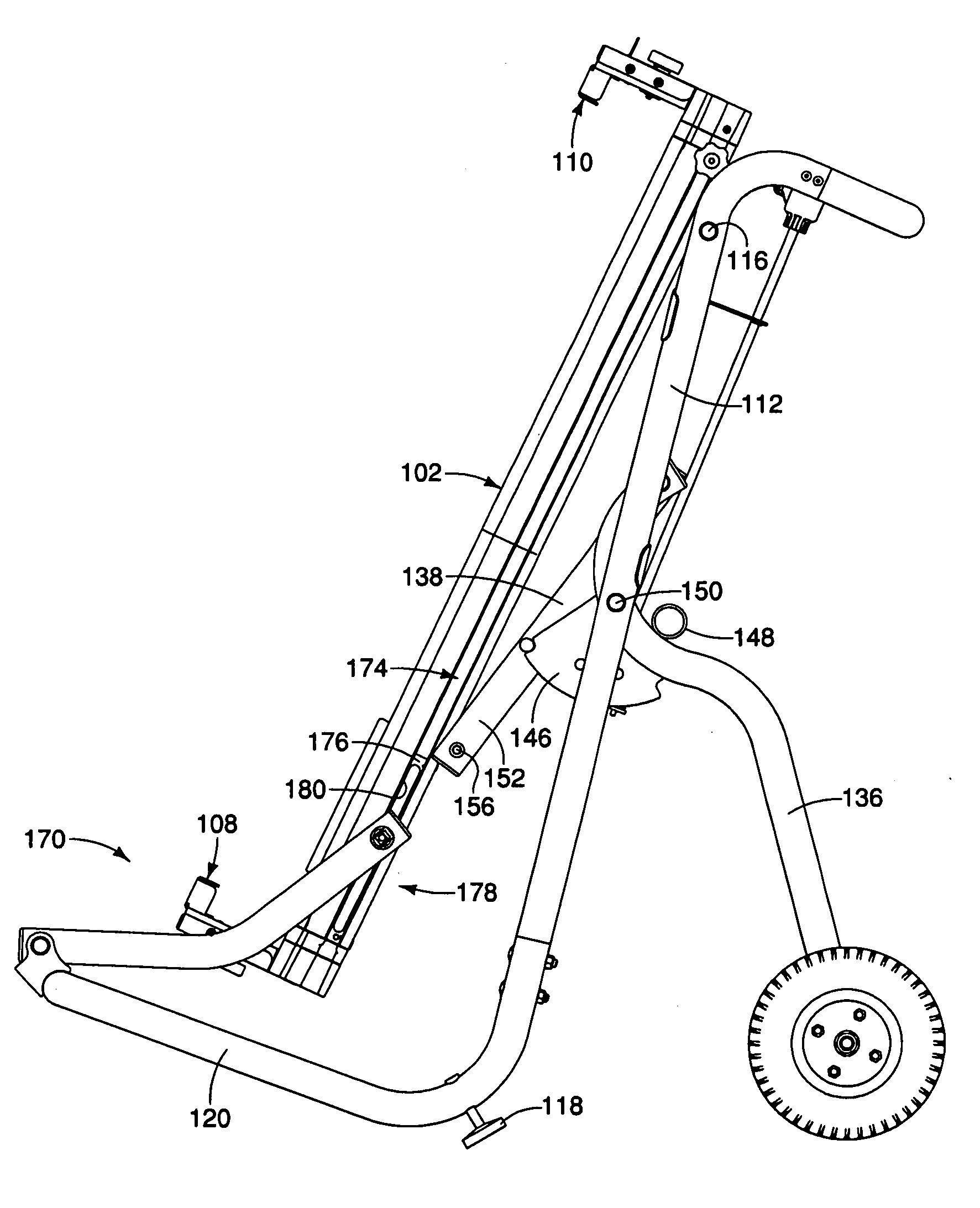 Collapsible rolling support stand having a support leg