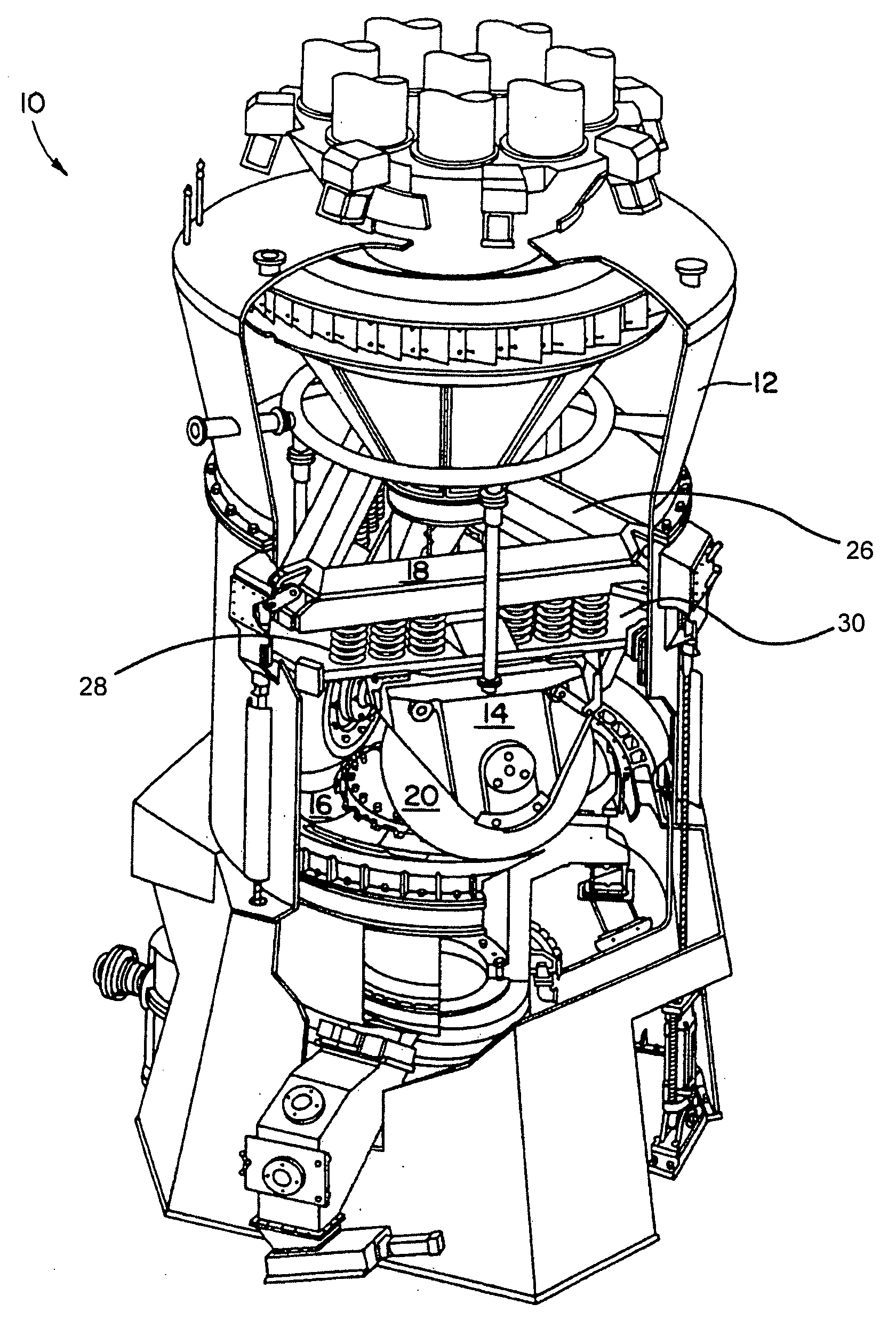 Loading system for vertical material size reduction system