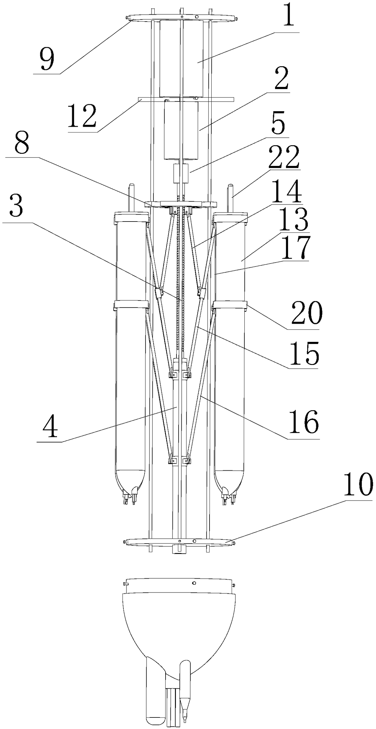 Underwater sub system-master system matrix type synchronous release apparatus