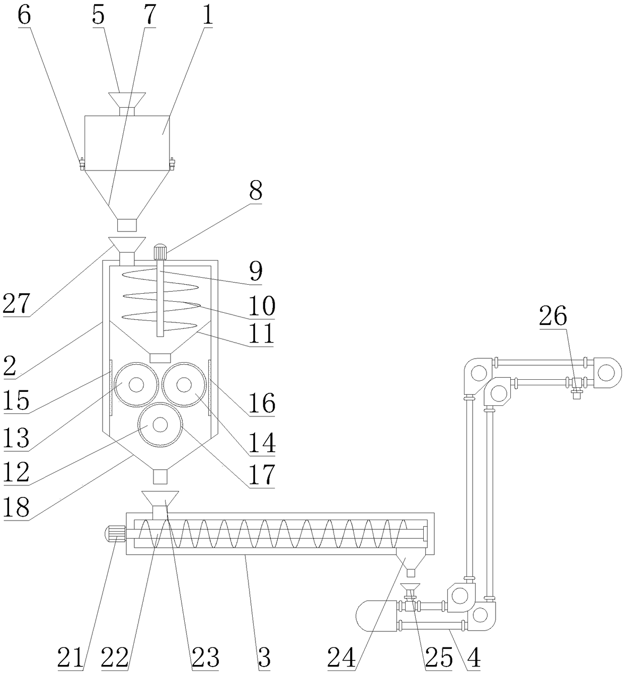 Feeding device of resin co-grinding and burdening