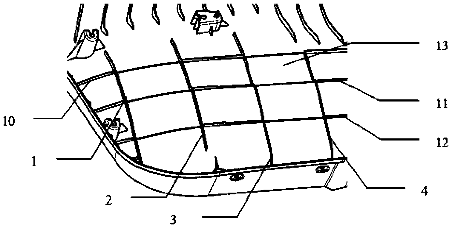 Arrangement structure of reinforcing ribs for back door trim panel