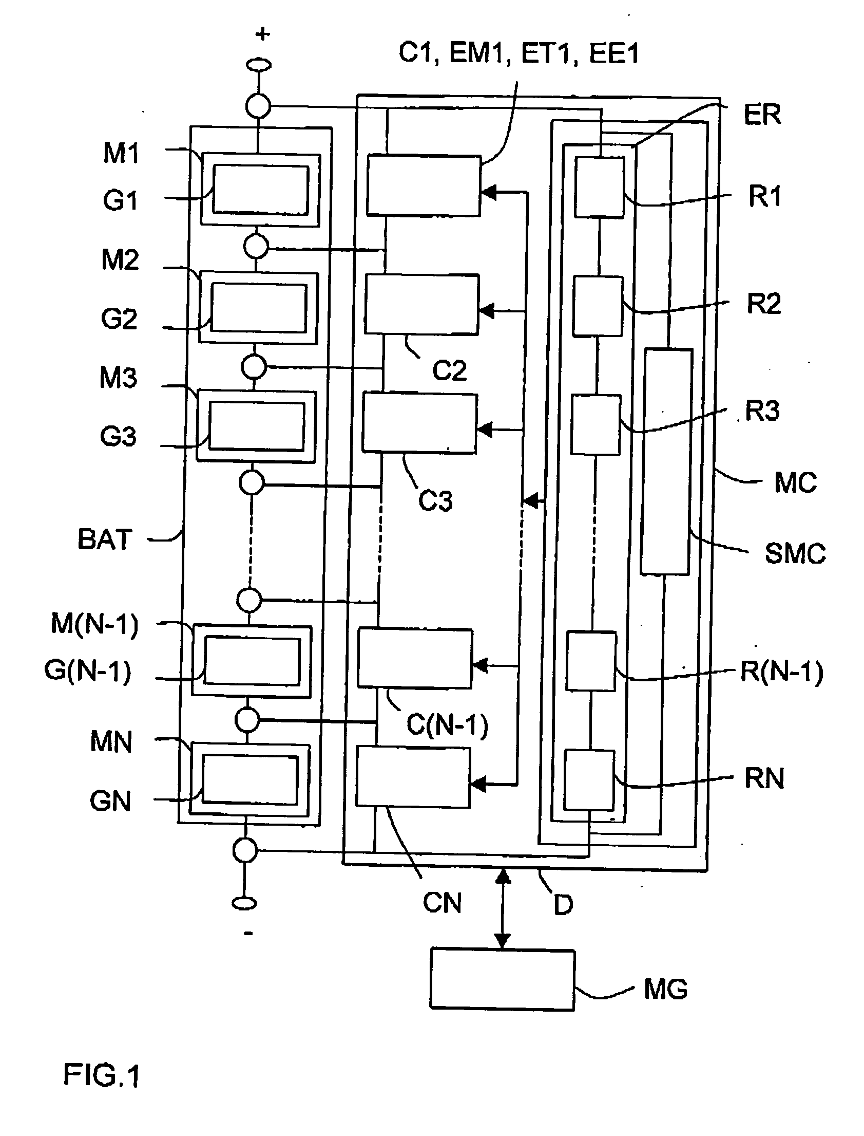 Method and apparatus for controlling the voltage of electrochemical cells in a rechargeable battery