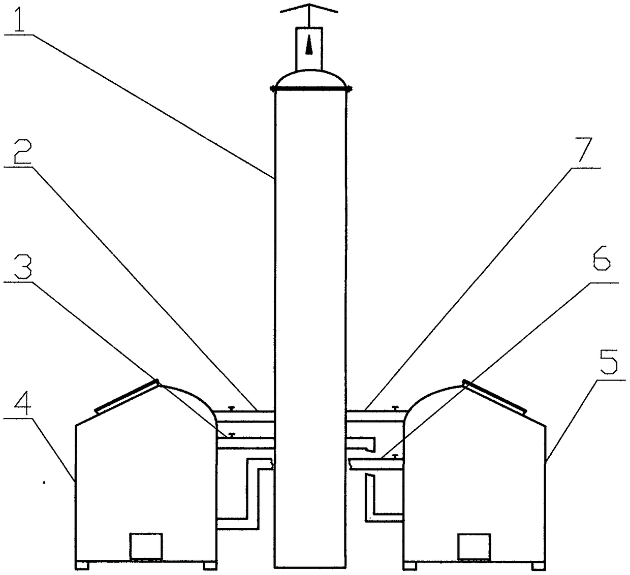 New multi-kettle switching-type waste heat mutually-utilizing waste, sludge and fecal material pyrolysis equipment