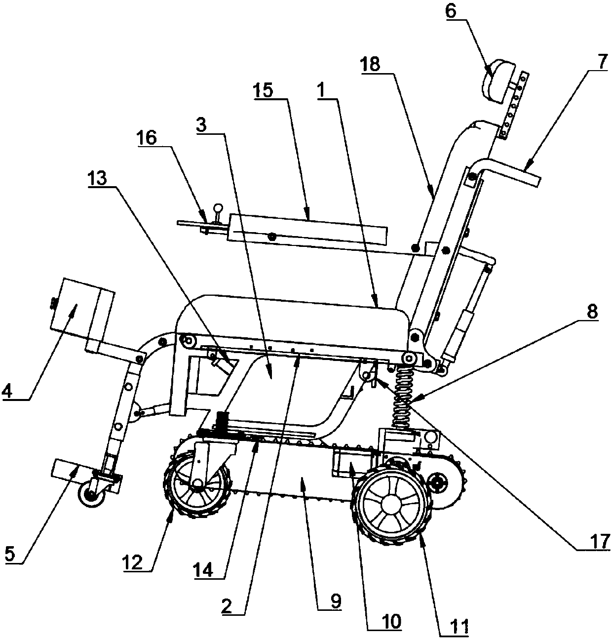 Climbing wheelchair with adjustable climbing structure