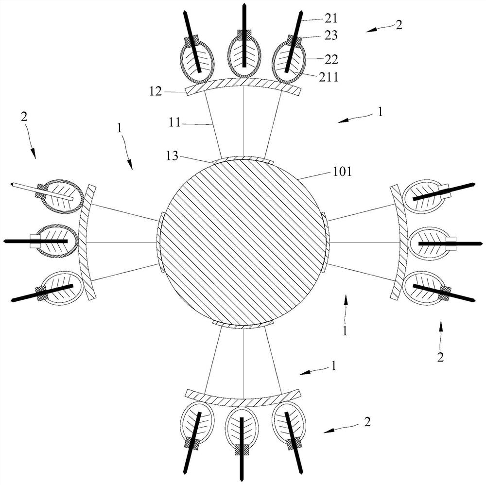 Pile foundation reinforcing structure capable of resisting train vibration and construction method