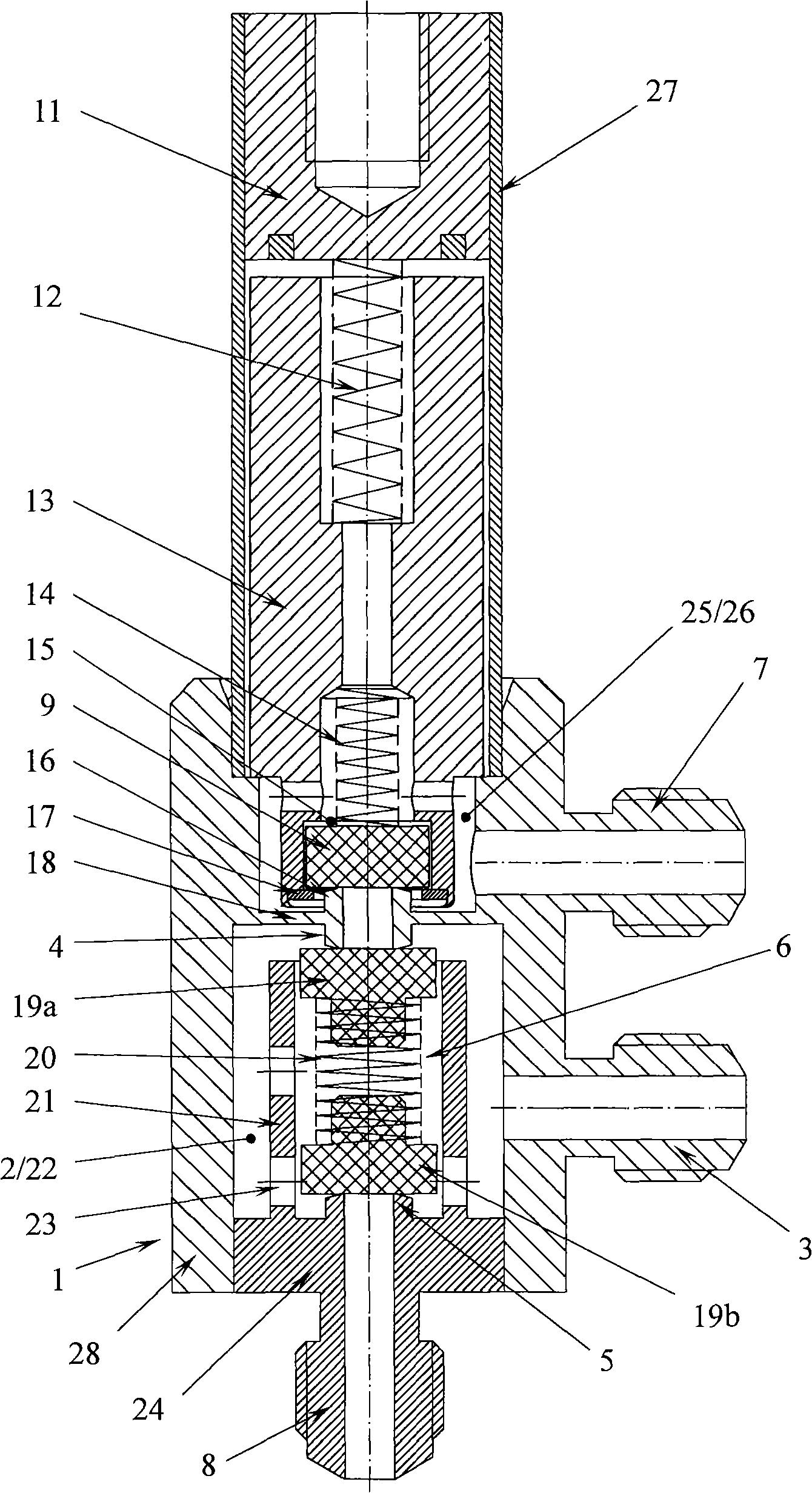 Solenoid valve for controlling flow path