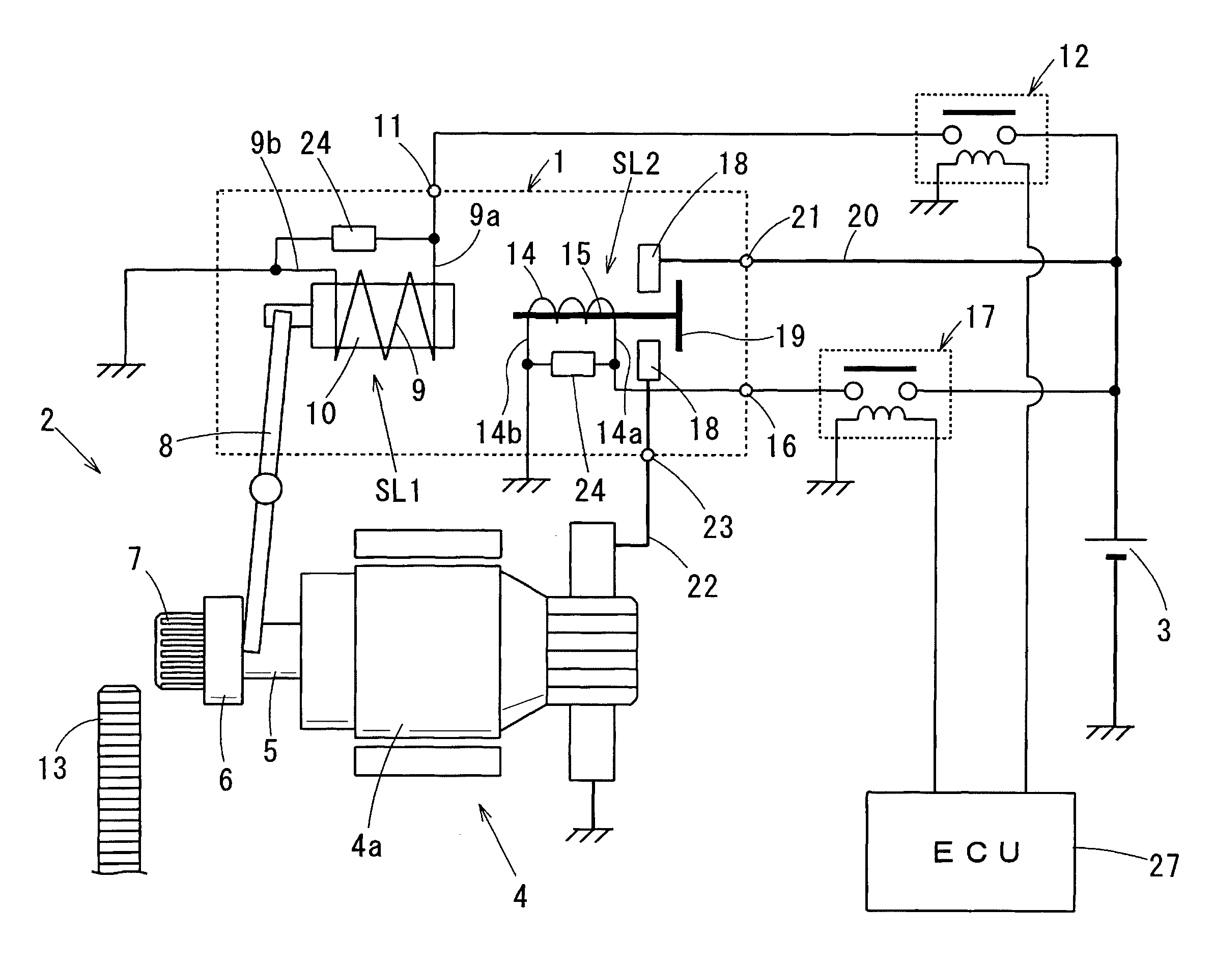 Electromagnetic switch for starter