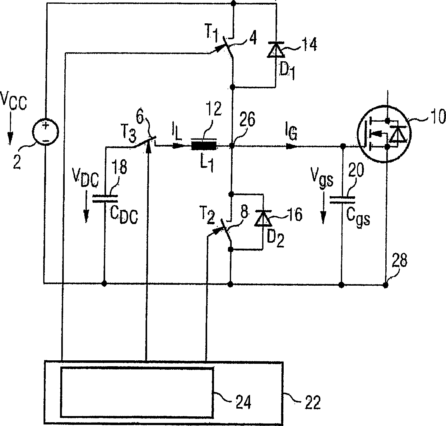 High frequency control of a semiconductor switch