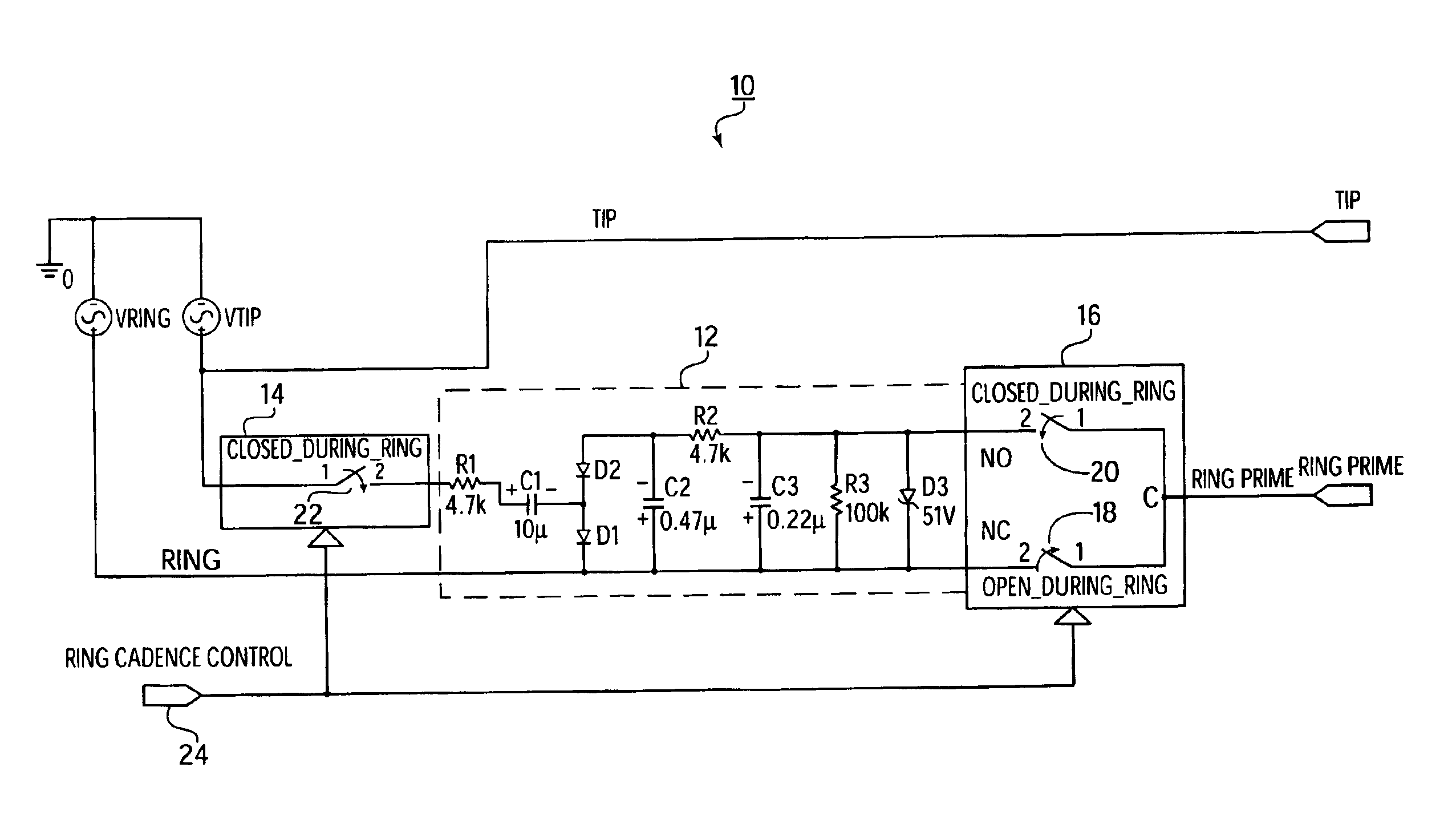 Ring boost circuit to extend ringing range of telephone SLICs