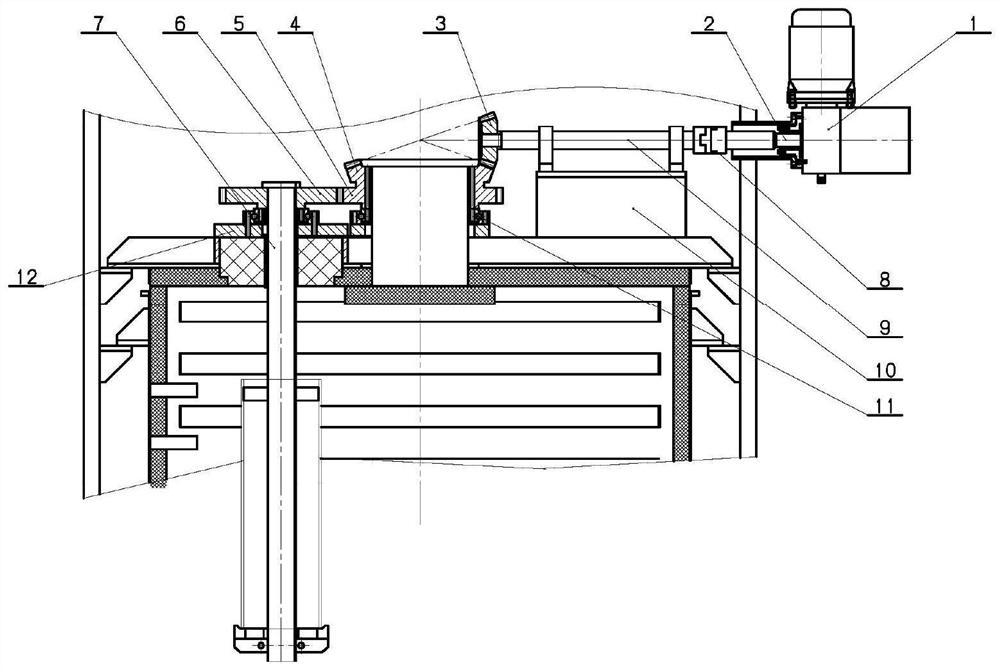 Transmission and clamping structure capable of realizing self-rotation of workpiece in vacuum furnace