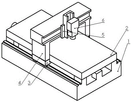 Moving column type gantry milling machine driven by single lead screw and assembling technique thereof