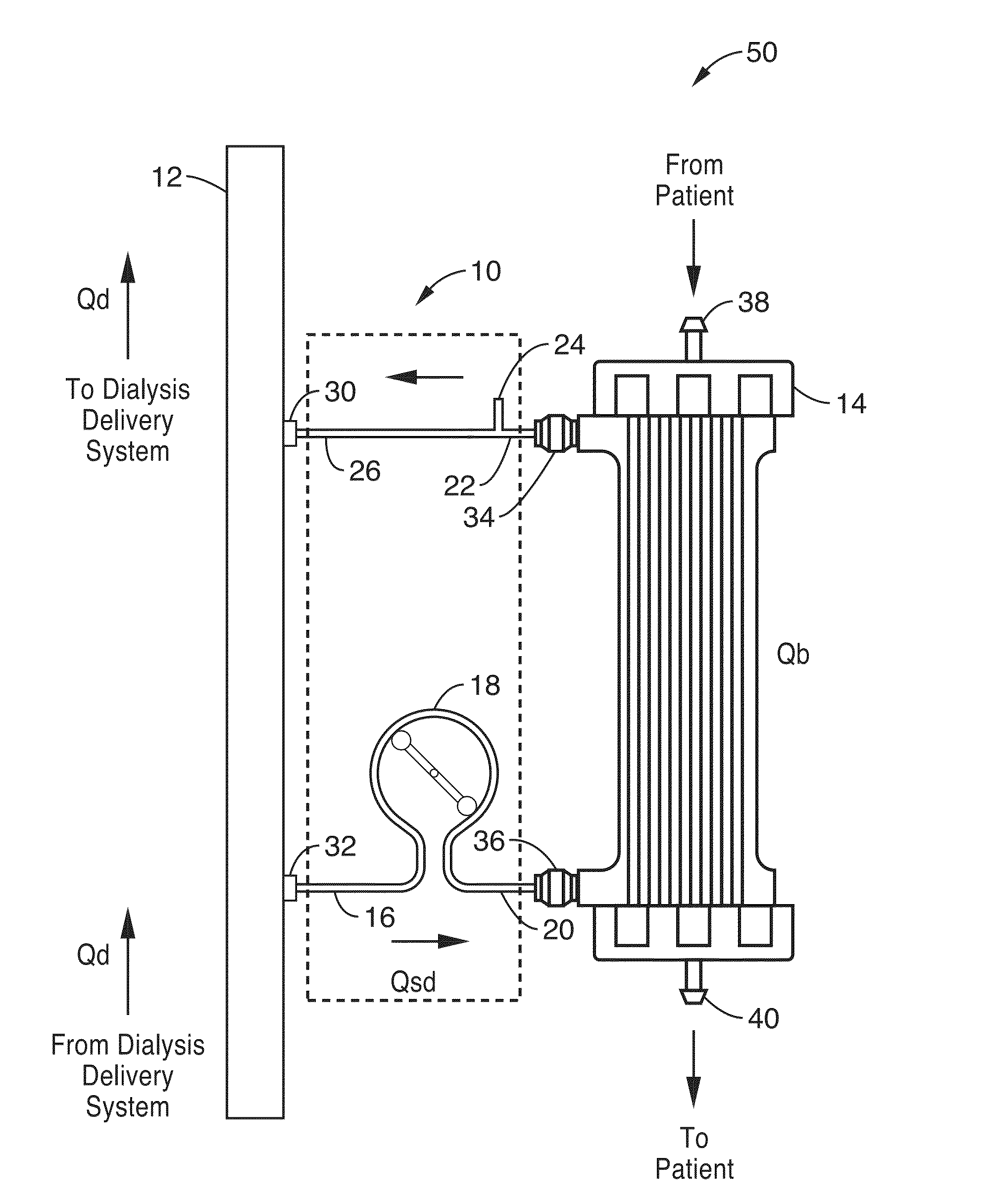 Slow dialysate adaptor apparatus for intermittent hemodialysis