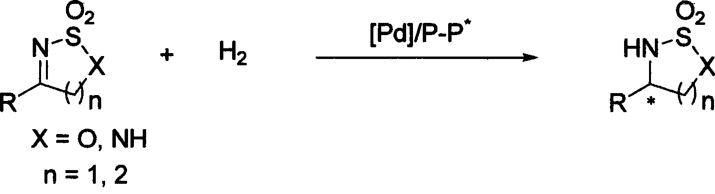 Method for synthesizing chiral sultam containing hetero atom unsymmetrical hydrogenation using Pd as catalyst