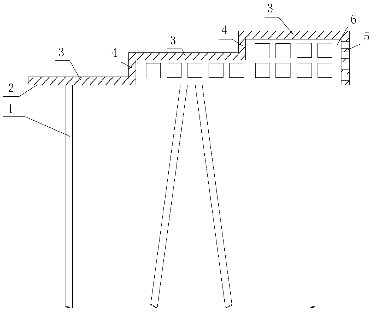 Stepped plate type pile foundation permeable breakwater