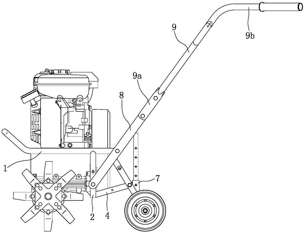 Handle bracket and skeleton connecting structure for mini-tiller