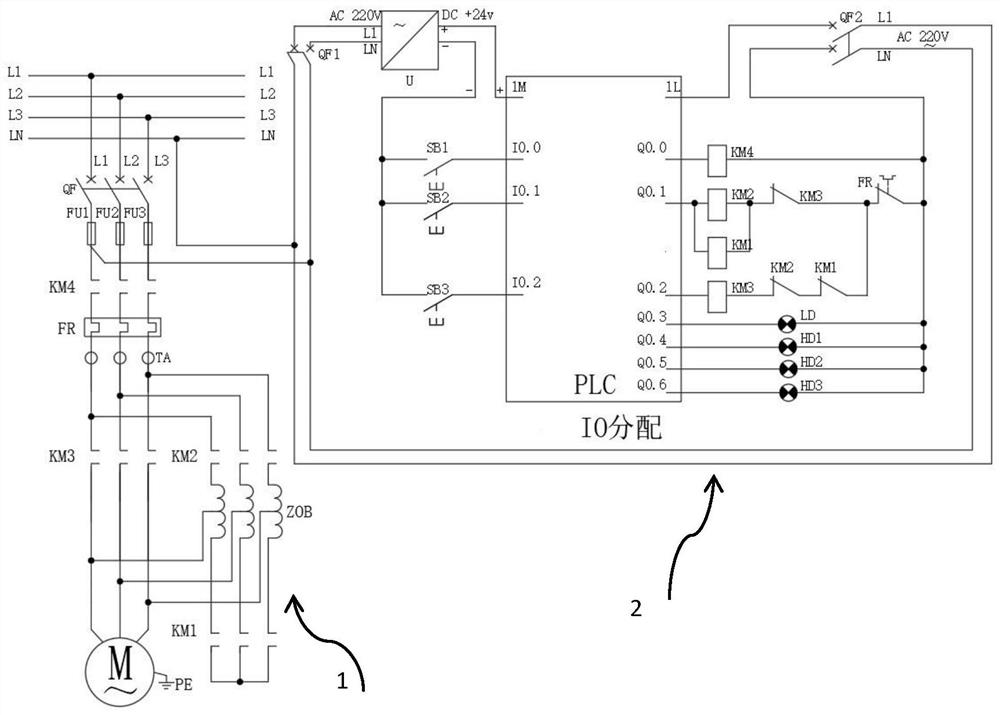 Autotransformer step-down control system based on PLC