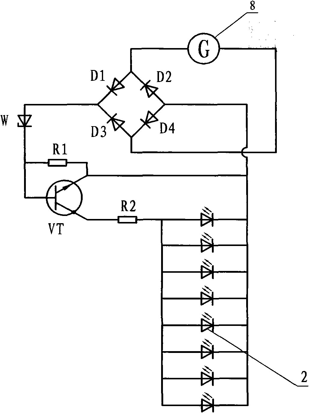 Self-generating sewing machine lamp