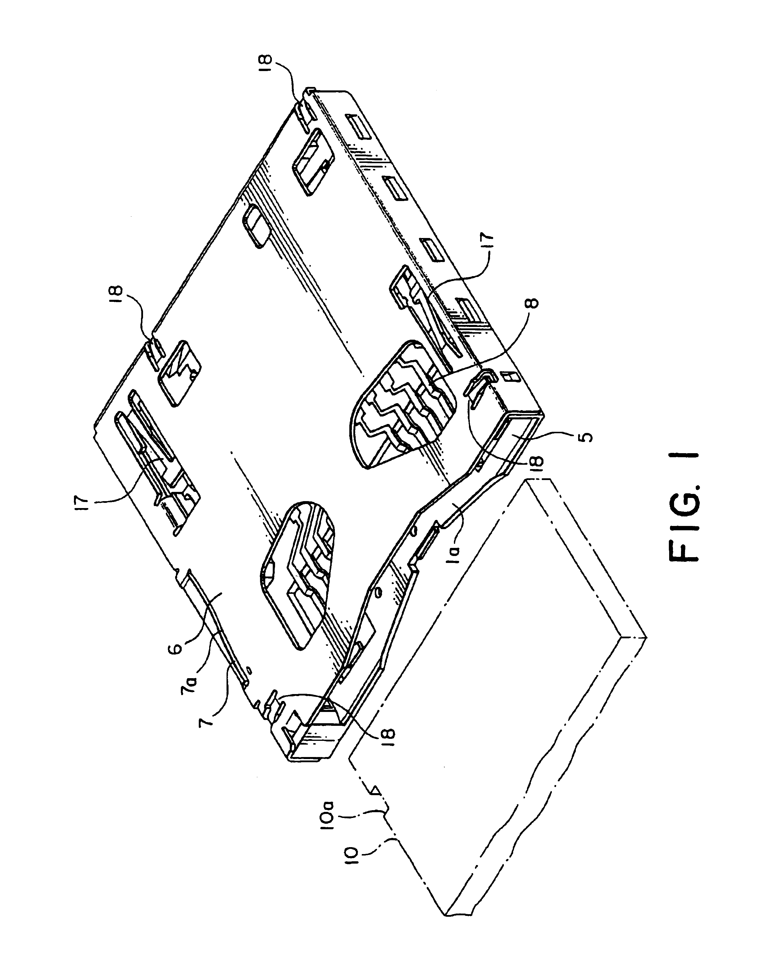 Card connector having an eject lever with a swingable locking member mounted thereto