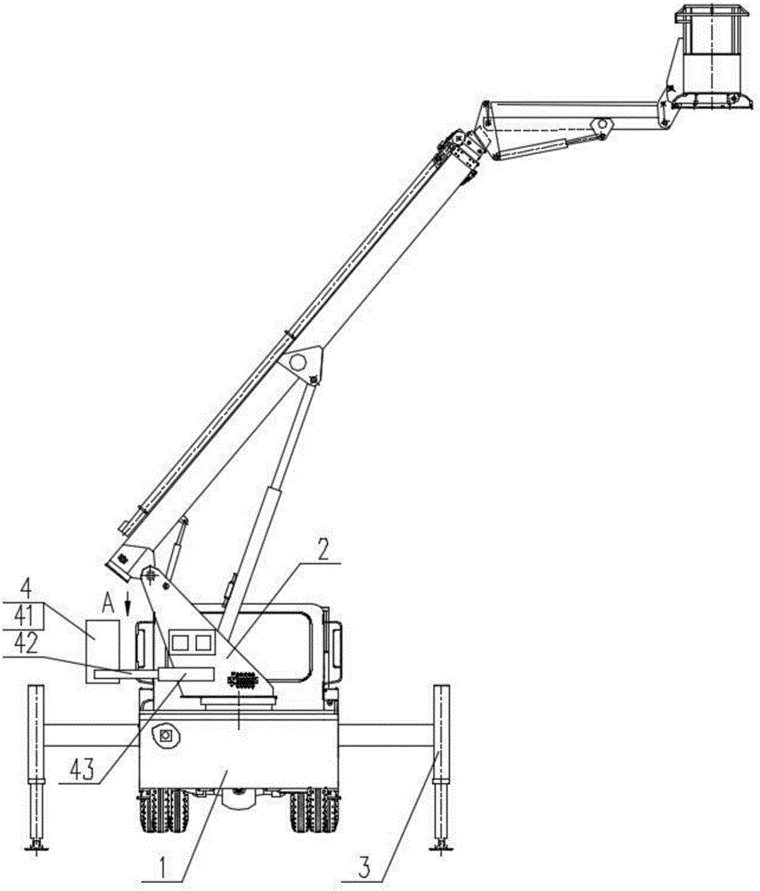 Aerial work vehicle with self-stabilizing system and self-stabilizing control method thereof