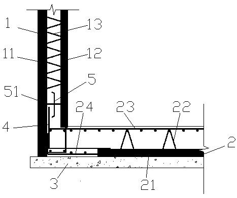 Connection joint structure of prefabricated sandwich side wall and prefabricated laminated bottom plate and construction method of connection joint structure of prefabricated sandwich side wall and prefabricated laminated bottom plate