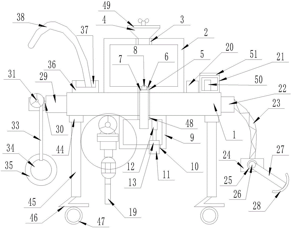 Sowing apparatus having automatic soil-filling and roll-pressing function